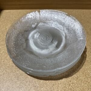 VTG Fortecrisa Ribbed Glass Dessert Plates Set of 6 Made in Mexico 7”